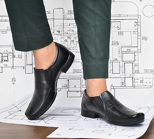 AXTHEIM Men's Genuine Leather Slip-on Formal Shoes