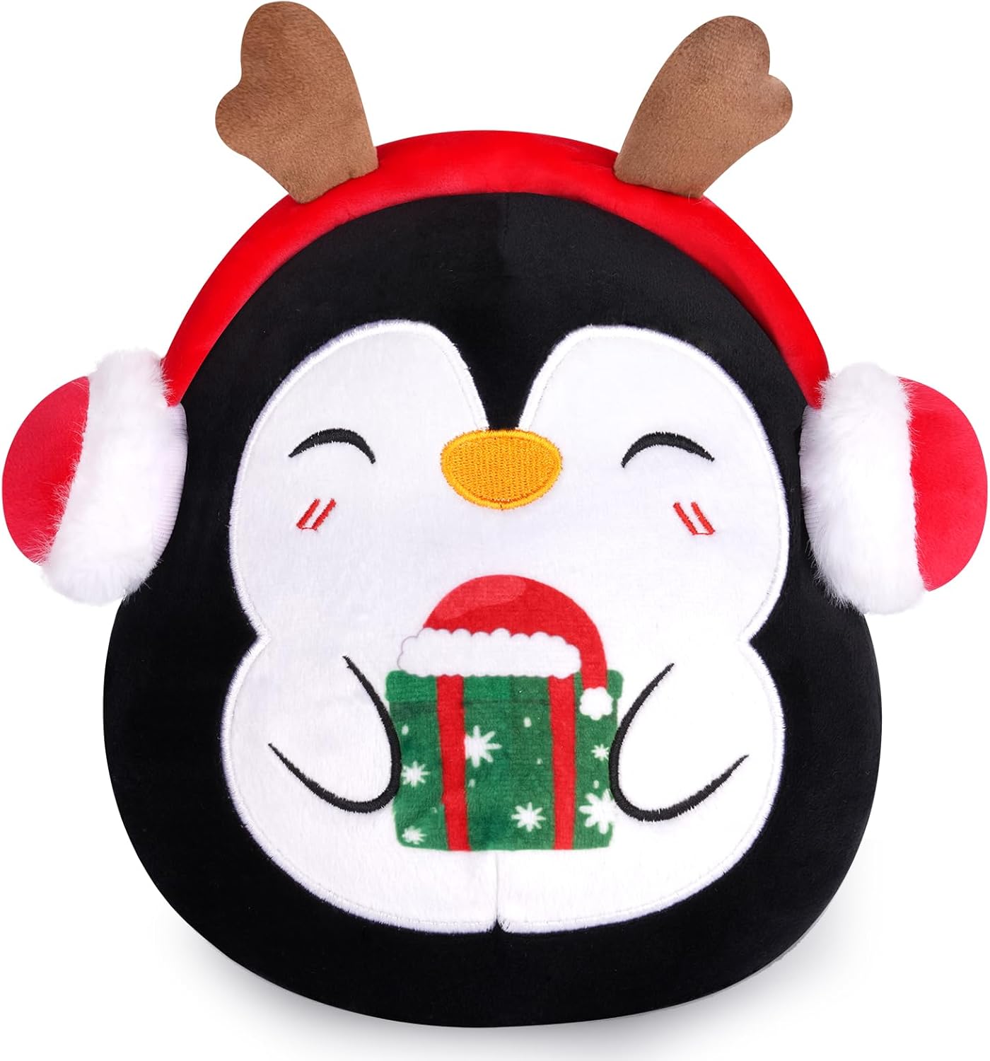 Christmas Penguin Stuffed Animals- 8 Inch Penguin Plush Headphones Decoration Cute Stuffed Toys, Soft Lovers Stuffy Doll for Kids, Holiday for Kids Girls Boys Adults