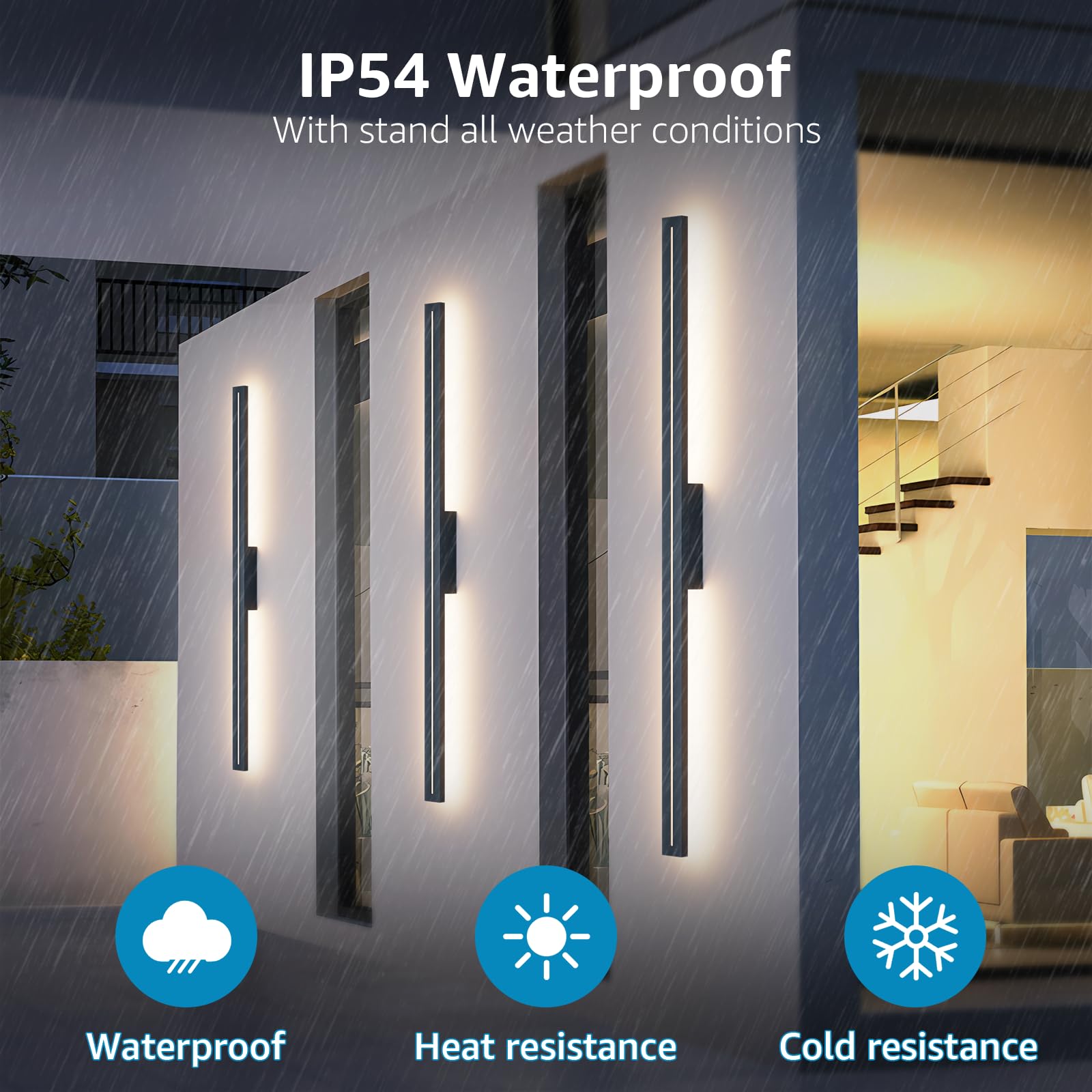 K-Bright Lampada da Parete Esterno/Interno LED 3000K Bianco Caldo IP54 Applique da Parete Esterno 120CM Moderno per Balcone Giardino Veranda Via Garage, Antracite