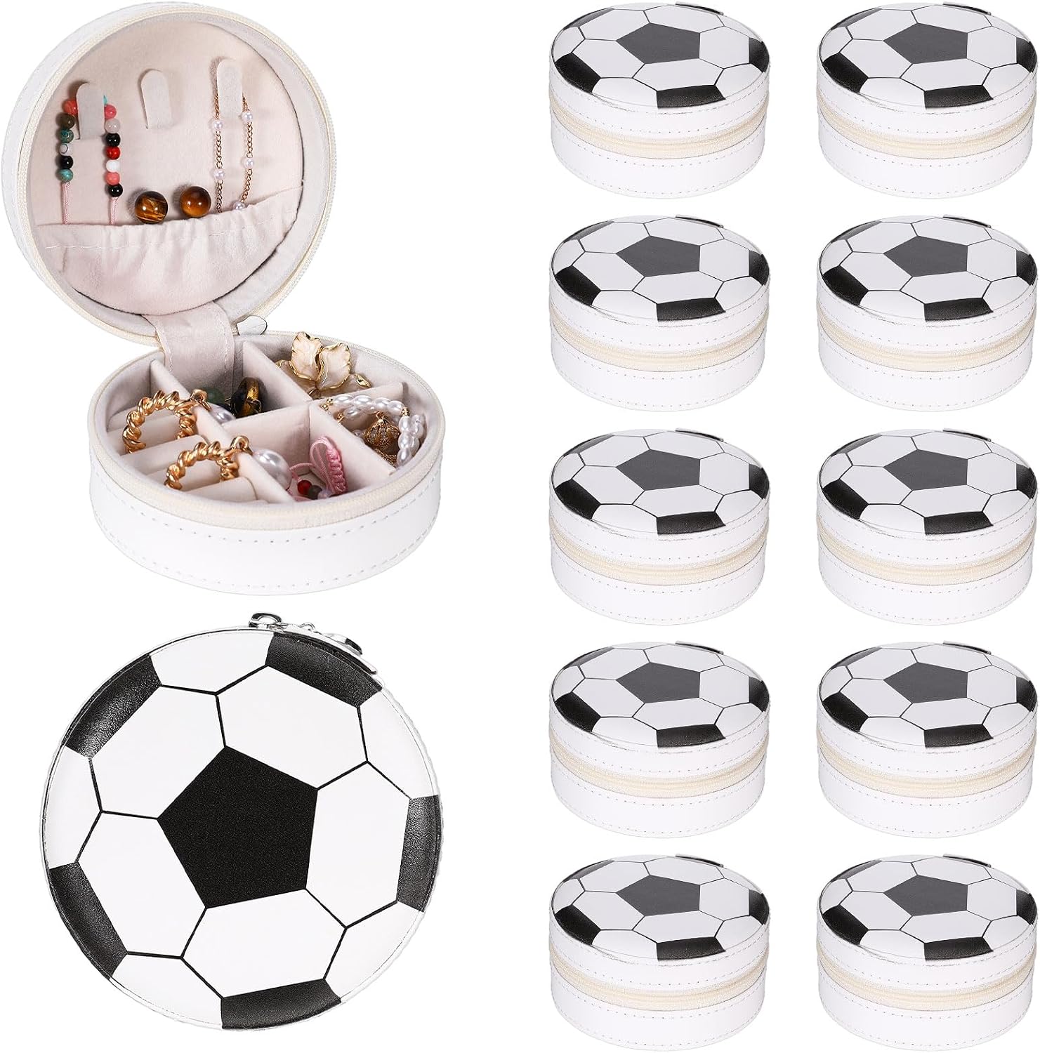 12 Pcs Soccer Team Gifts - Soccer Gifts Bulk Jewelry Boxes Mini Travel Jewelry Case for Players & Coaches