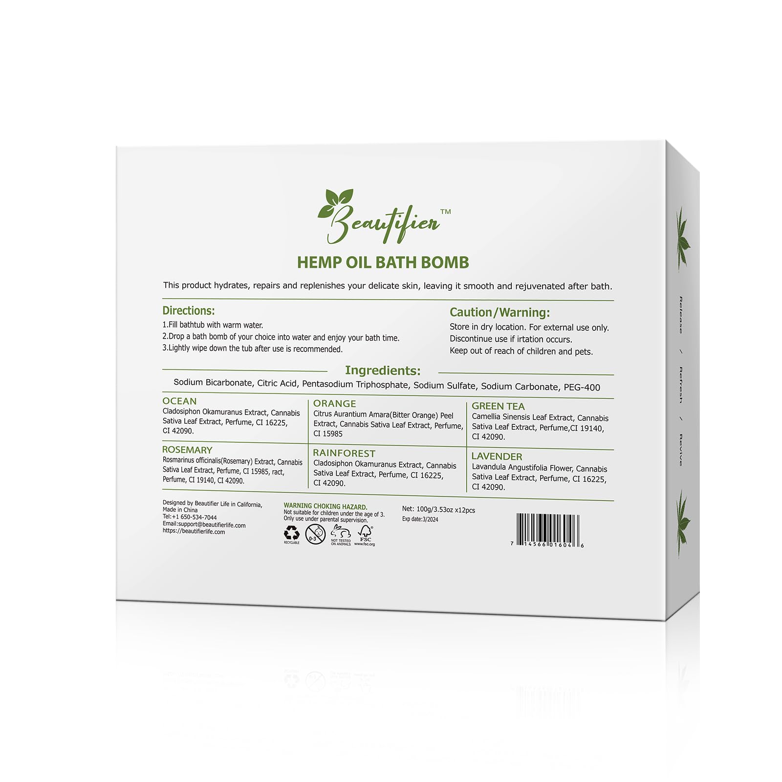 Beautifier Life Hemp Oil Bath Bombs zestaw upominkowy (zestaw 12) Natural Refreshing Bubble Bath Kit with 6 relaksacyjnych scents Made from Pure Essential Oil for Bubble and Spa Bath – idealny dla