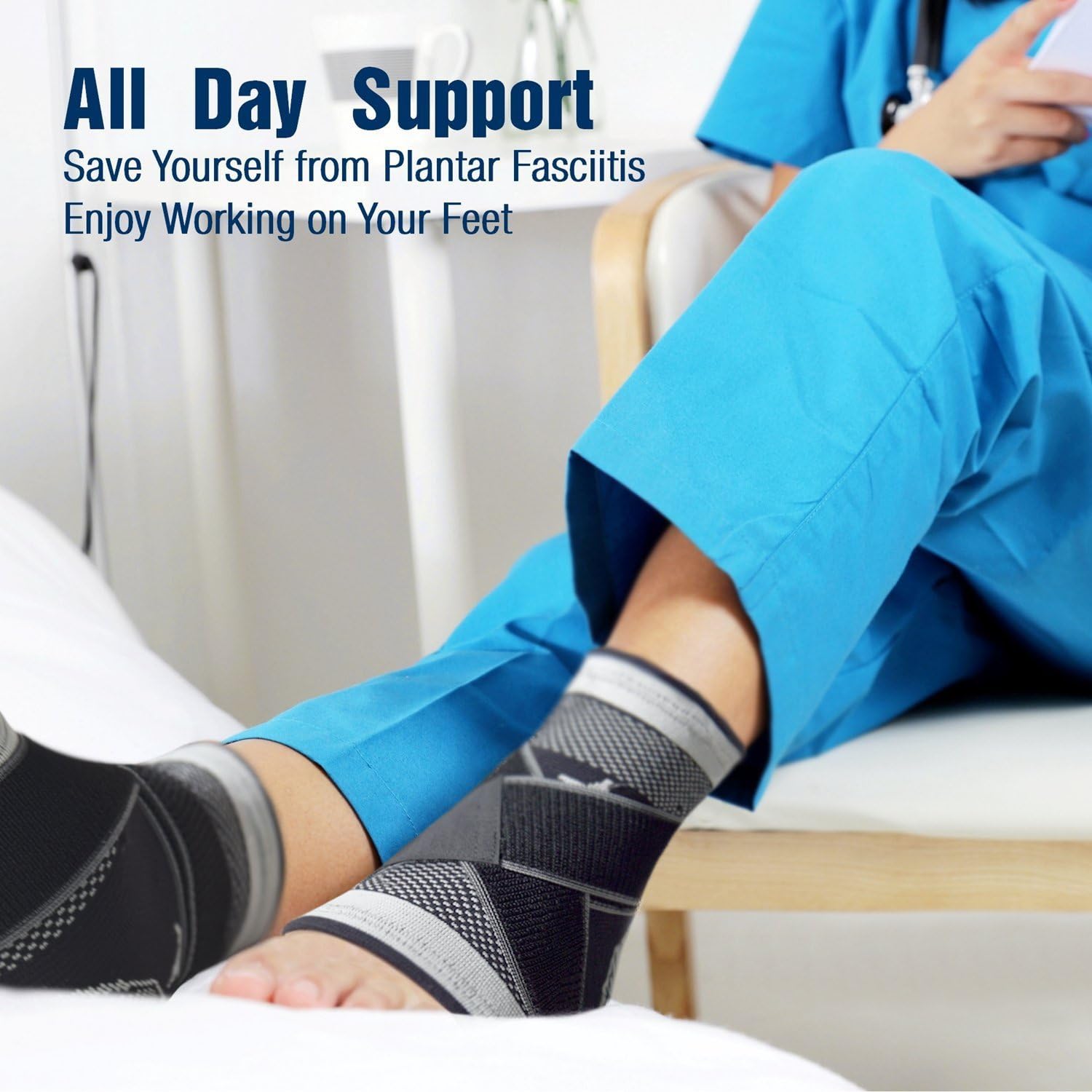 U-pick Ankle Compression Braces for Men&Women, Adjustable Ankle Support Sleeve Socks for Plantar Fasciitis, Achilles Tendon, Minor Sprains and Foot Pain Relief (Gray-Single)