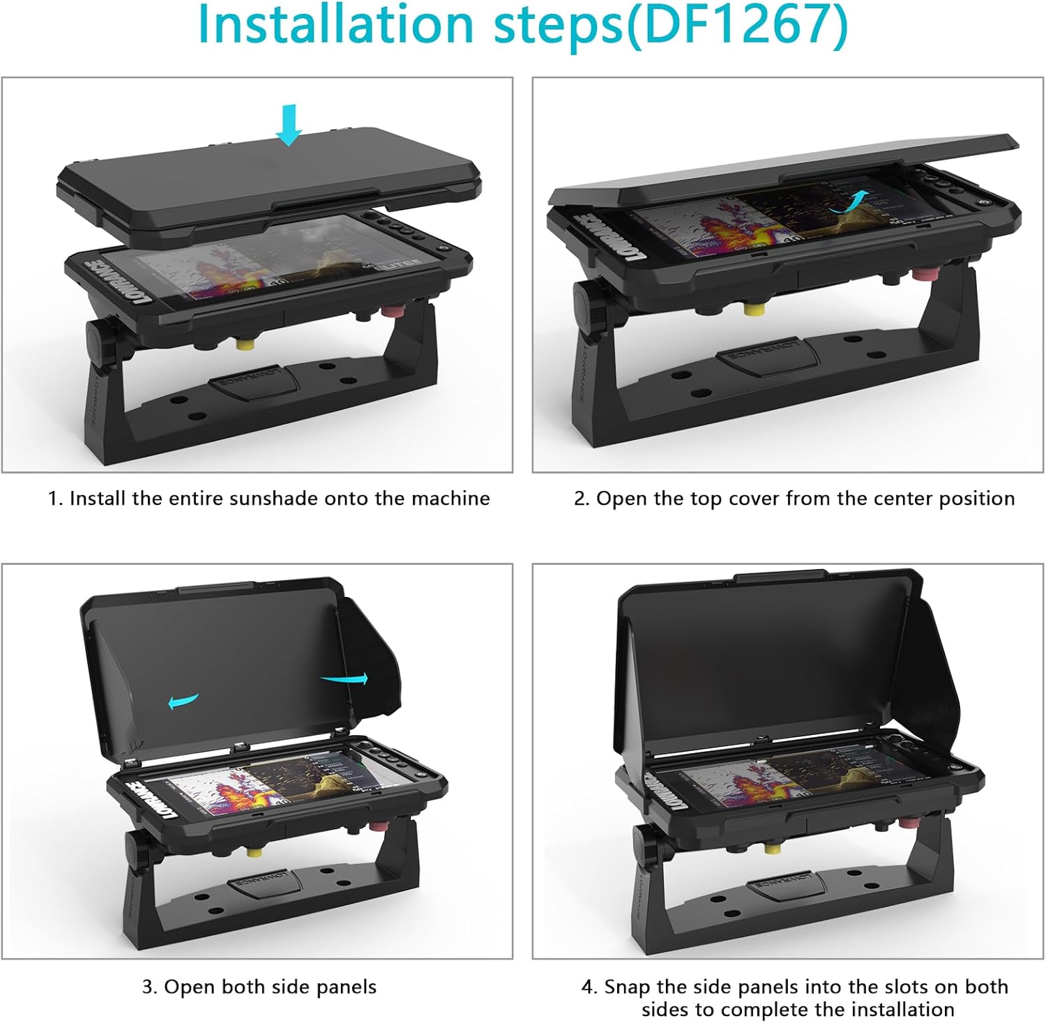 Foldable Sun Visor Shield Cover for Lowrance Elite FS 9 Fish Finder,Waterproof ABS Plastic, Marine Fish Finder Screen Protector with Anti-Glare Shade (Black)