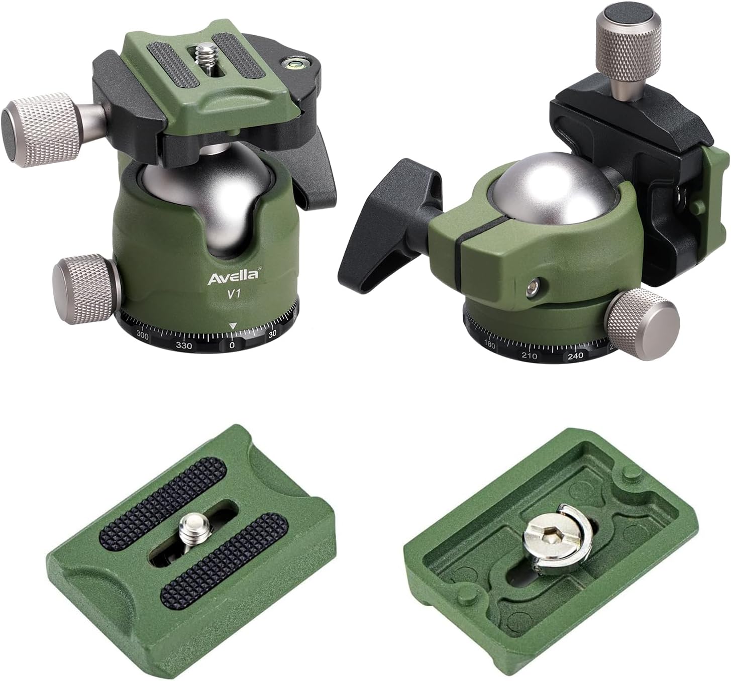 Avella V1 DSLR Camera Tripod Ball Head 38MM, 360 Degree Swivel,U-Shaped Groove Design, for Canon Nikon Sony Olympus Panasonic DSLR Camera-Green