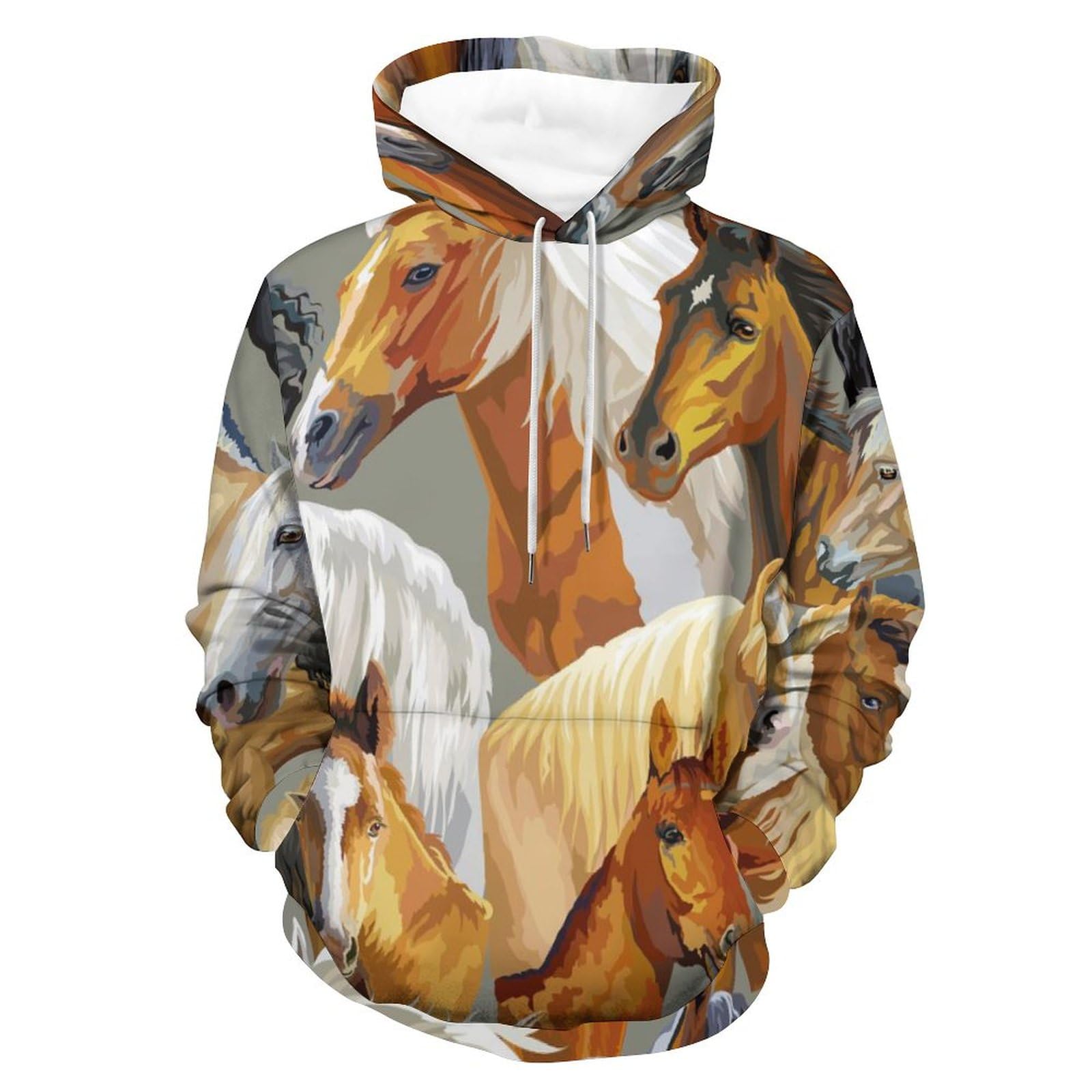 Sweat à capuche aquarelle cheval pull unisexe taille S - 8