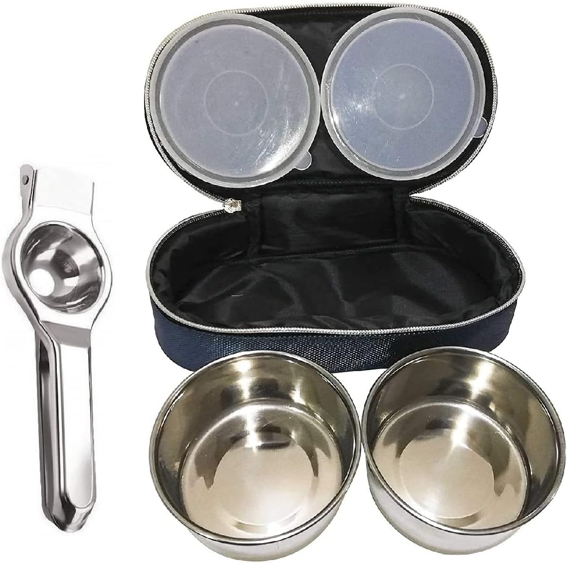 Lemon Squeezer with 2Pcs Lunch Box with Bag, Pack of 2 (Multicolour)