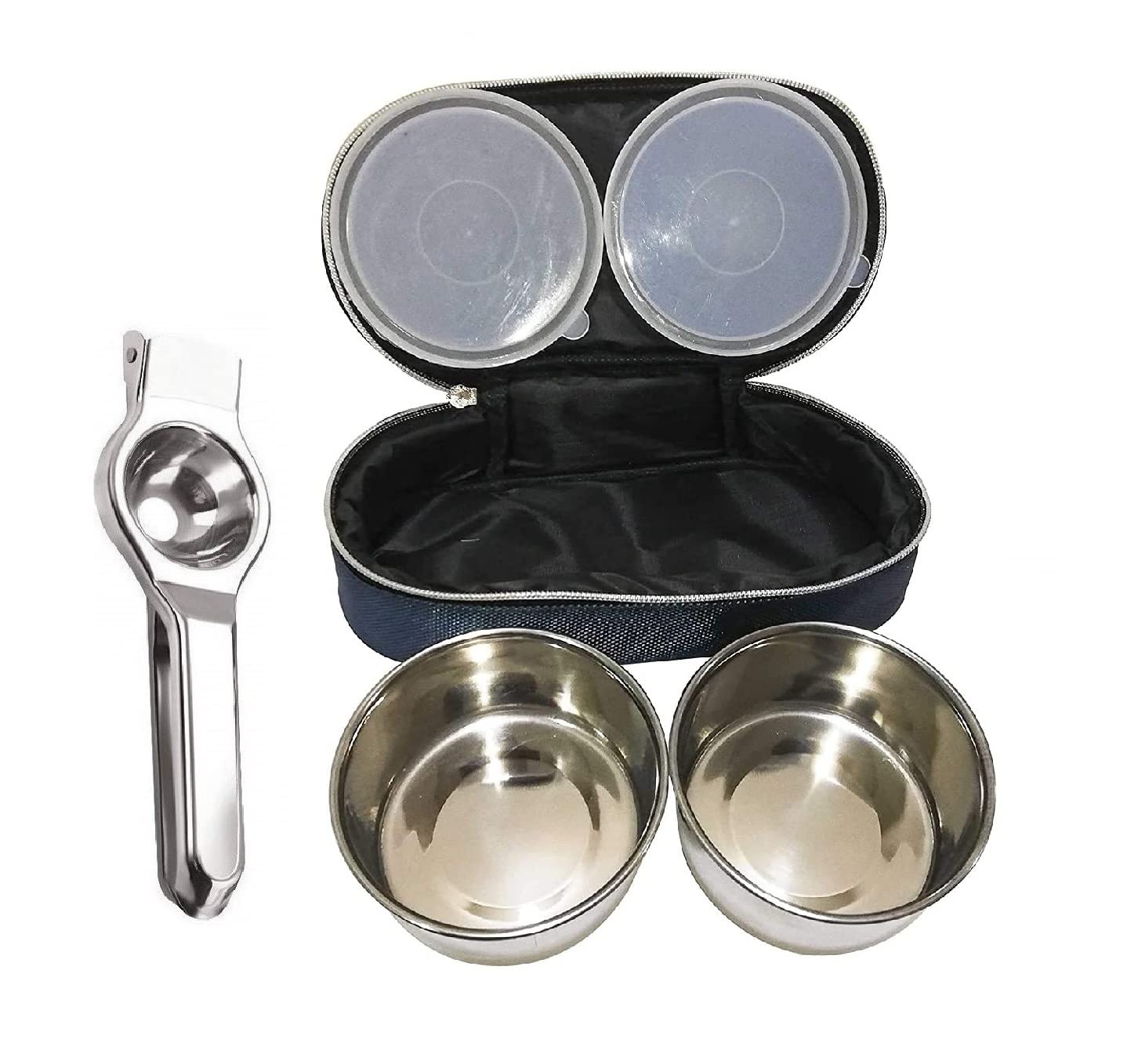 Lemon Squeezer with 2Pcs Lunch Box with Bag, Pack of 2 (Multicolour)