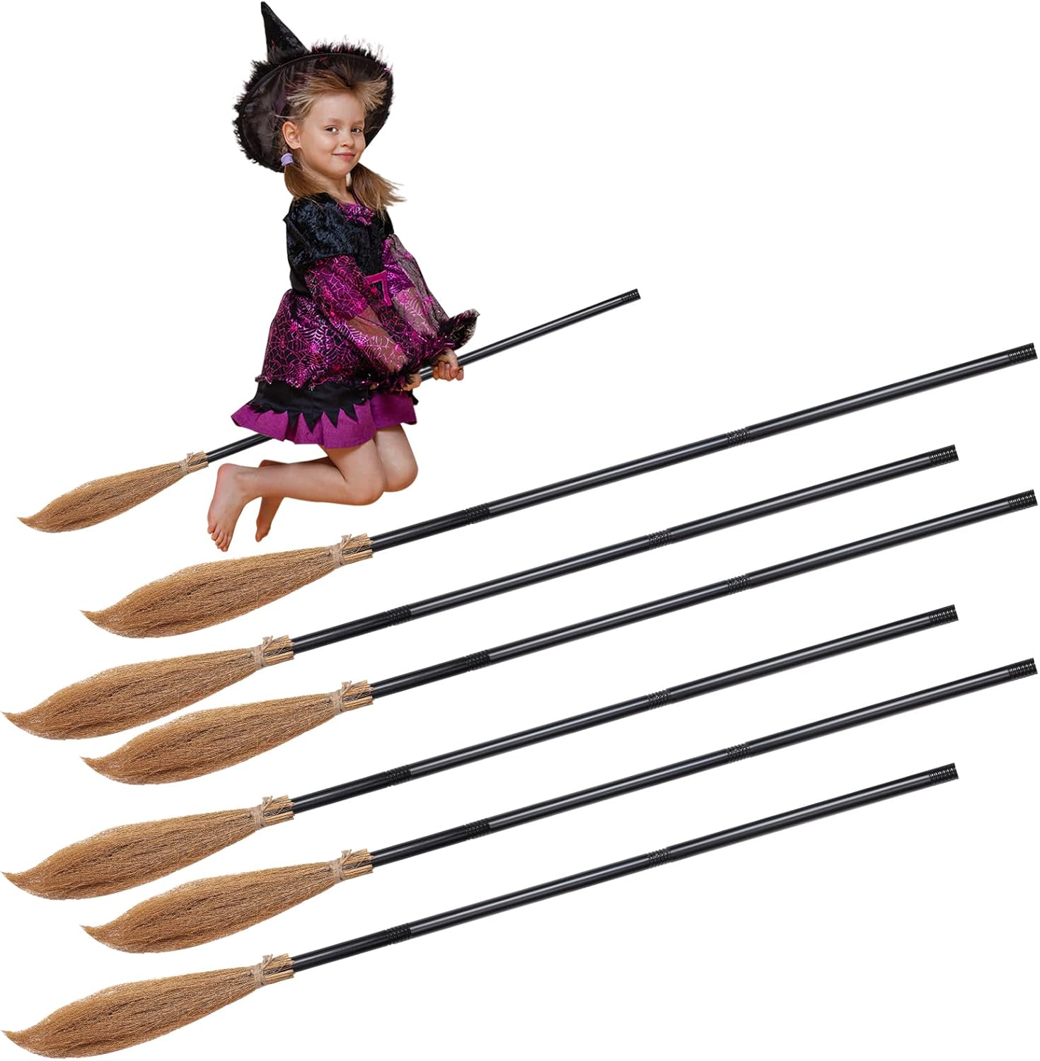 6Pcs Witch Broomstick Costume Accessories Plastic Witch