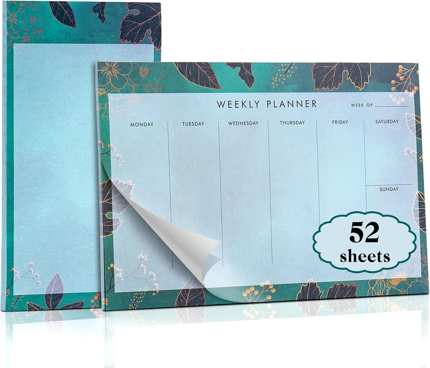 Yoment Weekly Planner Notepad Tear Off Weekly Calendar Pad 10x7,Green
