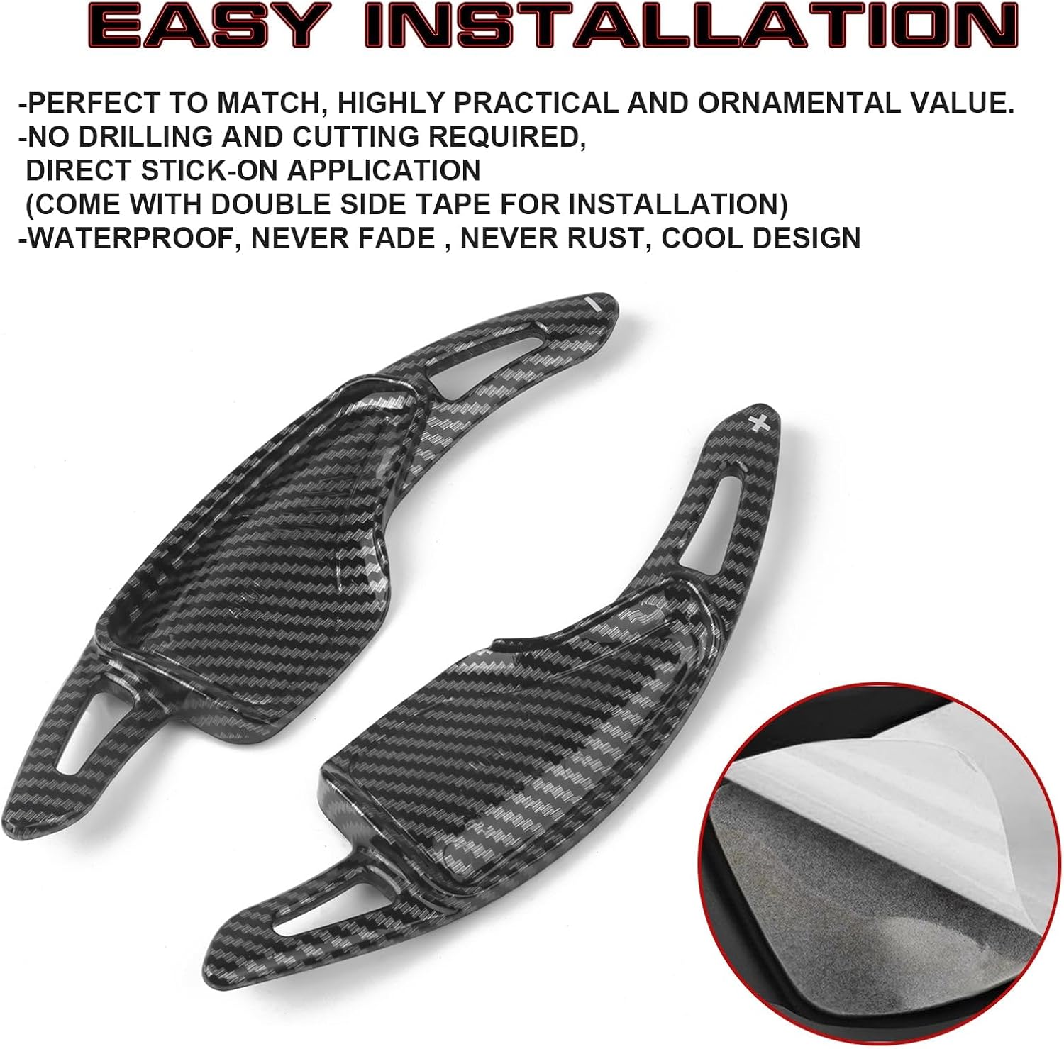 x xotic tech Carbon Fiber Pattern Paddle Shifter Extensions Cover Trim Compatible with Chevy C7 Corvette 2014-2019, Camaro 6th Gen 2016-2024 Interior Accessories