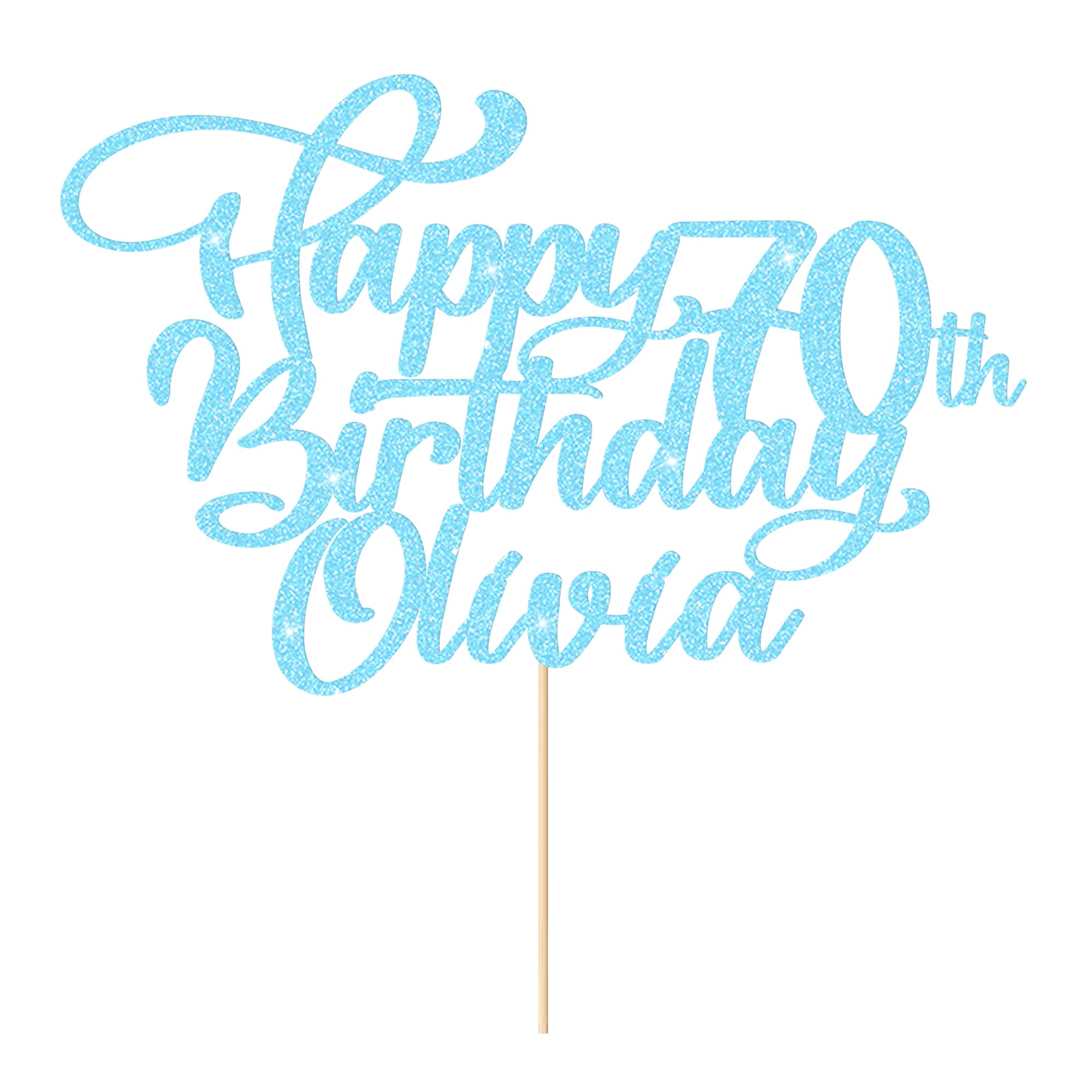 Cake Topper Happy Birthday Cake Topper Personalised Cake Topper Birthday Cake Decoration Customised Any Name Age 1st 10th 16th 18th 20th 21st 30th 40th 50th 60th 70th 80th(Baby Blue)