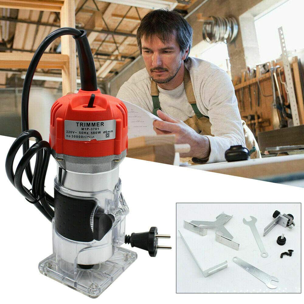 Frezarka jednoręczna 1/4", frezarka górnowrzecionowa, frezarka górnowrzecionowa, frezarka górnowrzecionowa, 800 W, 220 V, elektryczny trymer ręczny, frezarka do drewna, frezowanie 30000 obr./min, 3000 obr./min