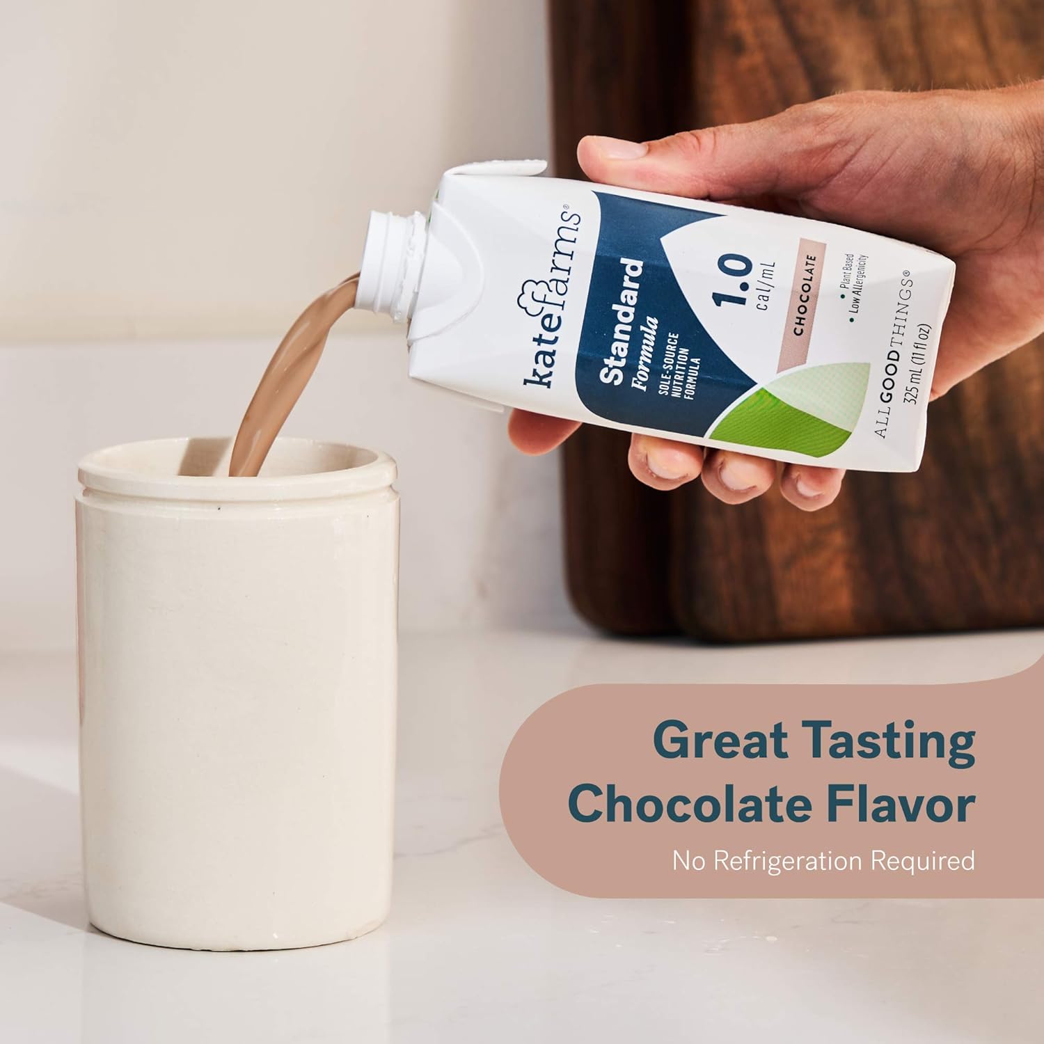 Kate Farms Adult Standard 1.0 Formula, Sole Source Nutrition, Meal-Replacement Shake or Supplemental Drink, Complete Vegan Protein Shake (Chocolate 1.0 cal/mL, Case of 12)