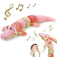 Vista 1 de Sumobaby Juguetes de Cocodrilo para Bebé Cocodrilo Musical, Juguetes Blandos de Actividad de Peluche con Mordedor, Arrugado Multisensorial, Sonajero