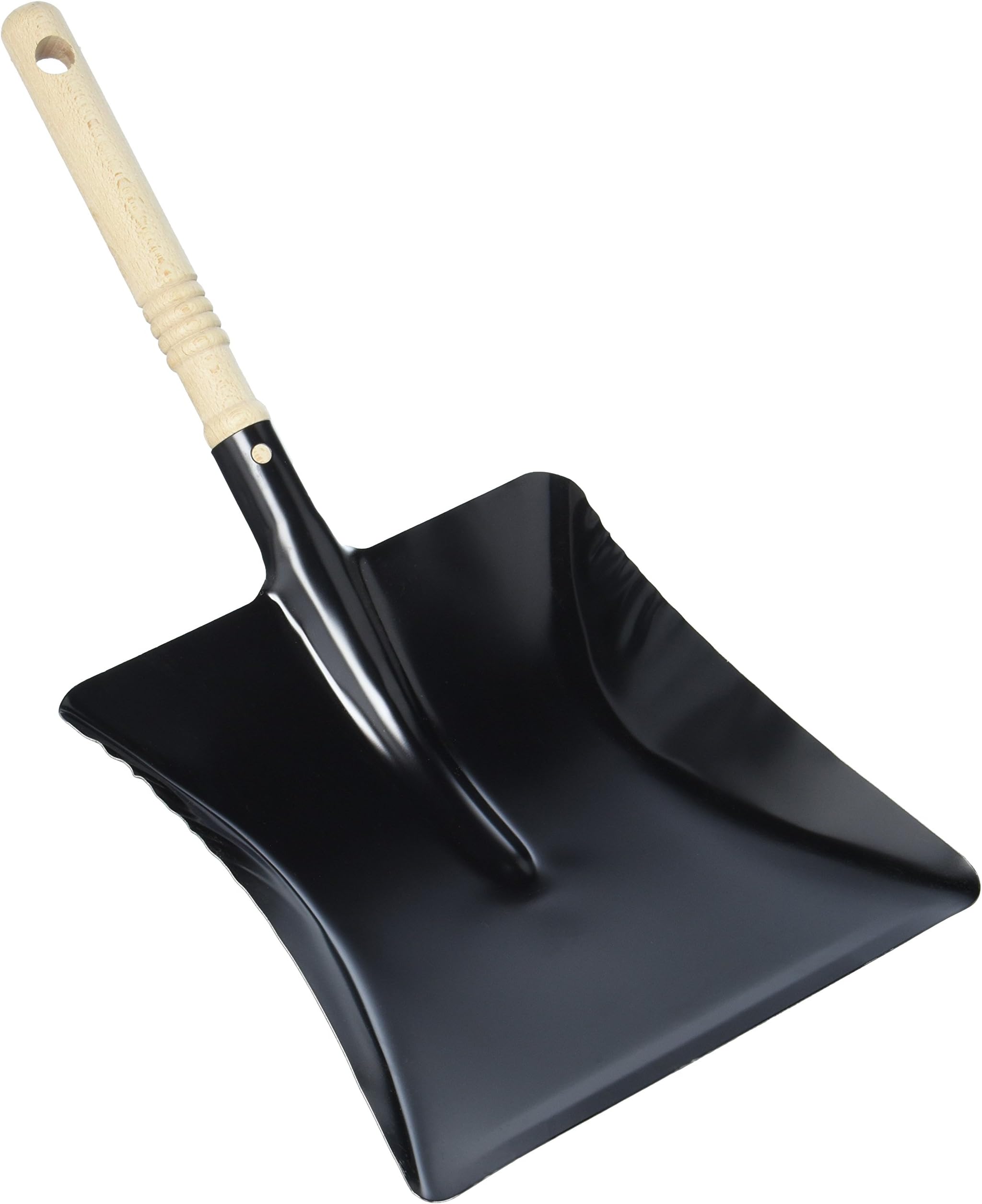 turk Form I Metal Dustpan with Wooden Handle, Black, 22x23x30 cm