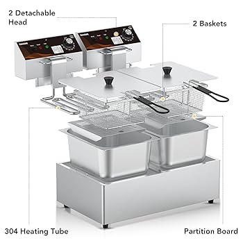 ディープフライヤー Amazon.com: 20.7Qt Deep Fryer, 3400W Electric Countertop