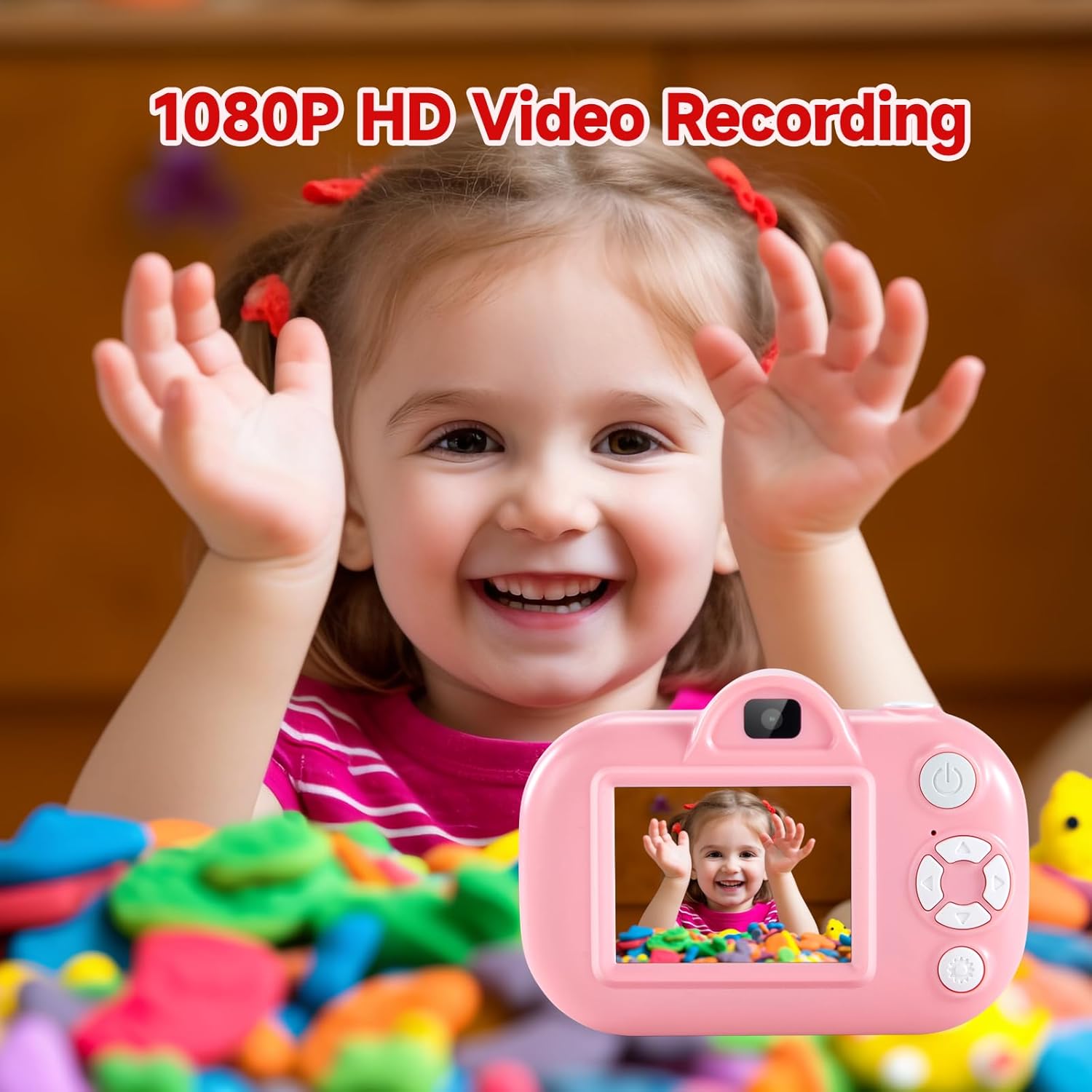 Kids Camera for Girls Age 3-8, Kid Digital Camera Toys for Girls Age 5, 1080P Toddler Digital Cameras with 32GB SD Card, Gifts for 4 5 6 Years Old Girl