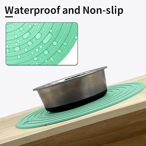 Miniatura 20 de Fhiny 3 tapetes de silicona para comida de mascotas, 9.5 pulgadas, redondo, impermeable, antideslizante, mantel individual para evitar