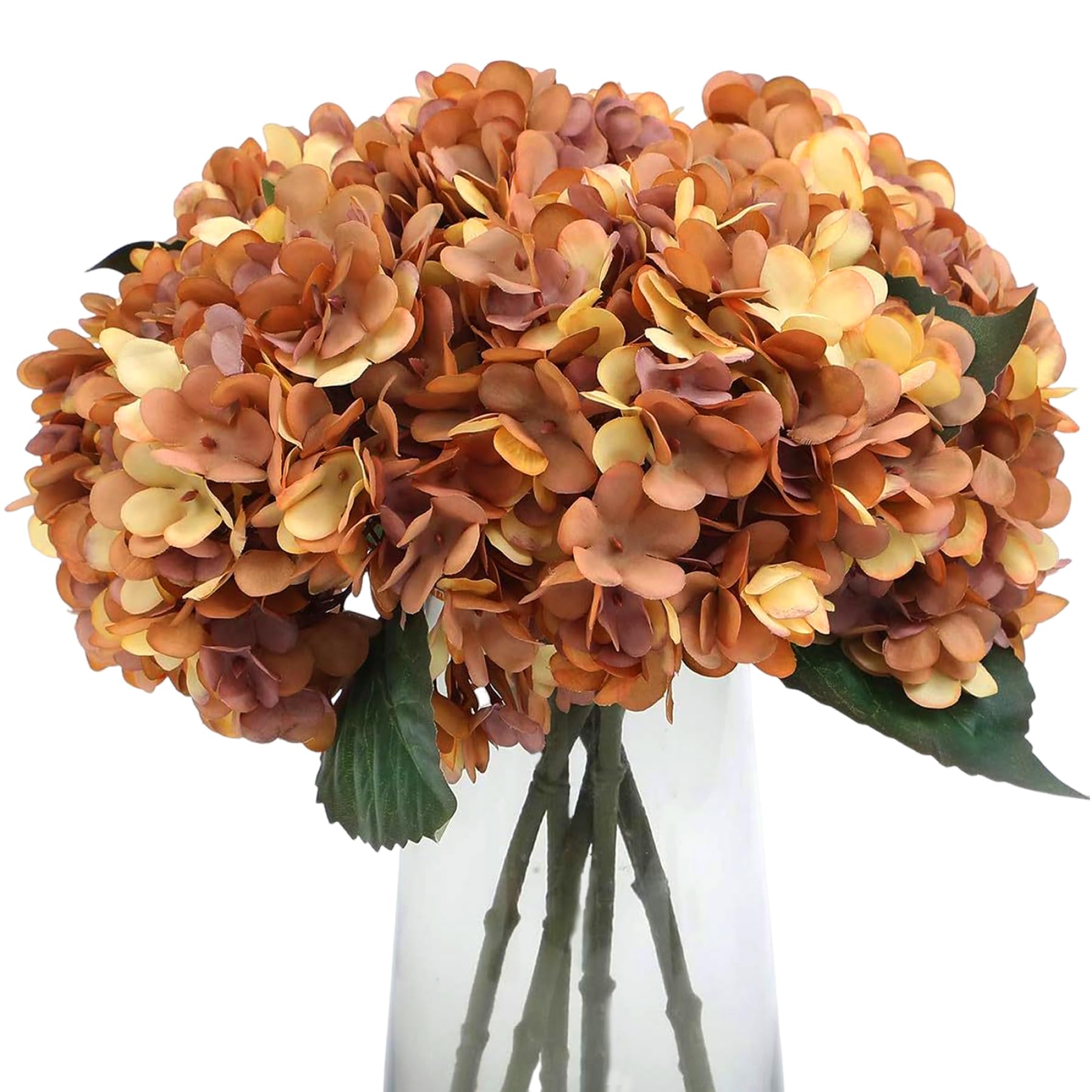 CAKEEYUM Faux Hydrangea Flowers 5Pcs 13Inch Vintage Artificial Hydrangea Flowers Realistic Fake Hydrangeas with Stems Decorative Yellow Hydrangeas for Home, Party and Wedding Faux Fl