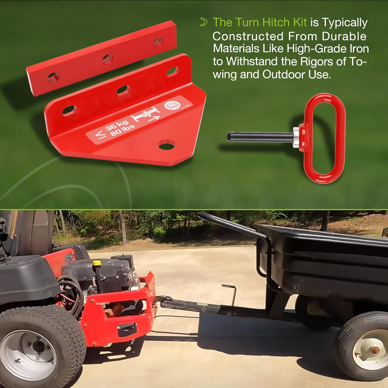 Hitch Kit Compatible with Exmark Toro Zero Turn Hitches, Lawn Mower Trailers Hitch Parts Replace# 109-9487 (Red)