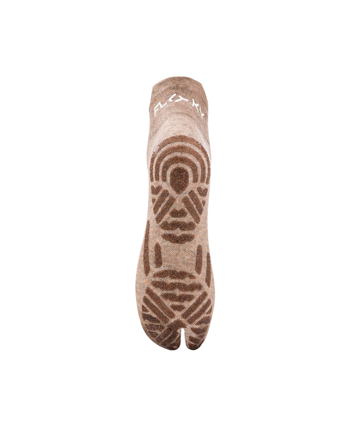 FLOKY, Sensitive Yoga-Socken mit separatem Licht, geeignet für Aktivitäten ohne Schuhe wie Yoga, Yin Yoga, Power Yoga und Ashtanga, rutschfeste Socken aus Eukalyptusfaser, hergestellt in Italien S beige