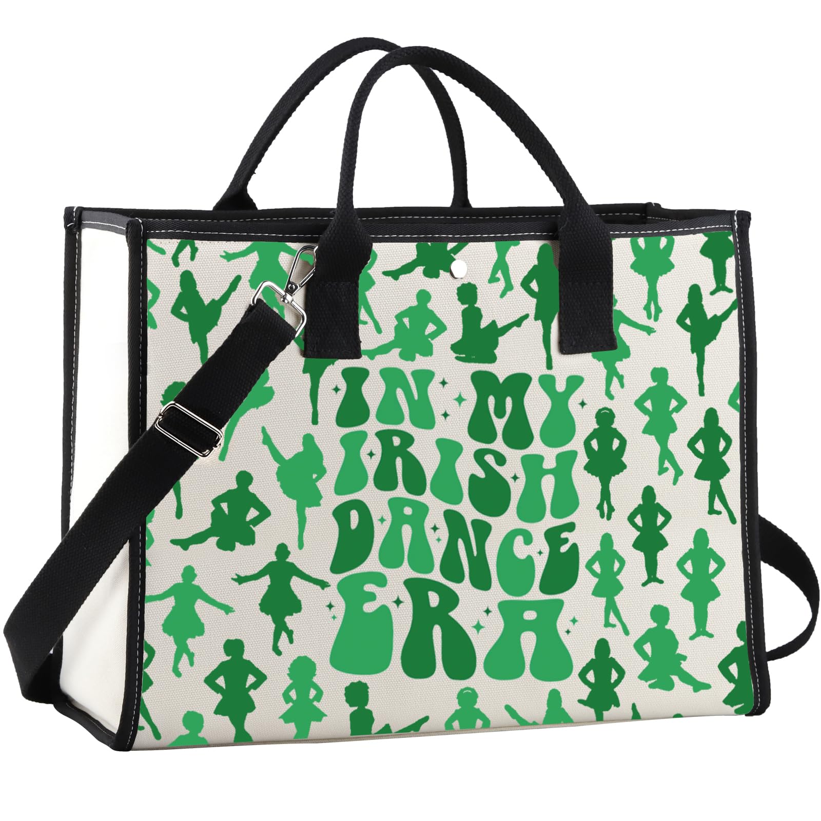 WCGXKO Irish Dancer Canvas Reusable Bag Irish Dance Lover Teacher Coach Gift Irish Dance Team Inspired Shopping Bag