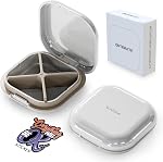 ONTERATE Small Pill Case, Travel Pill Box, Portable Pill Organizer, Pill Container for Pocket 4 Compartments, Daily Compact Travel Medicine Holder for Vitamins Medication (Grey)