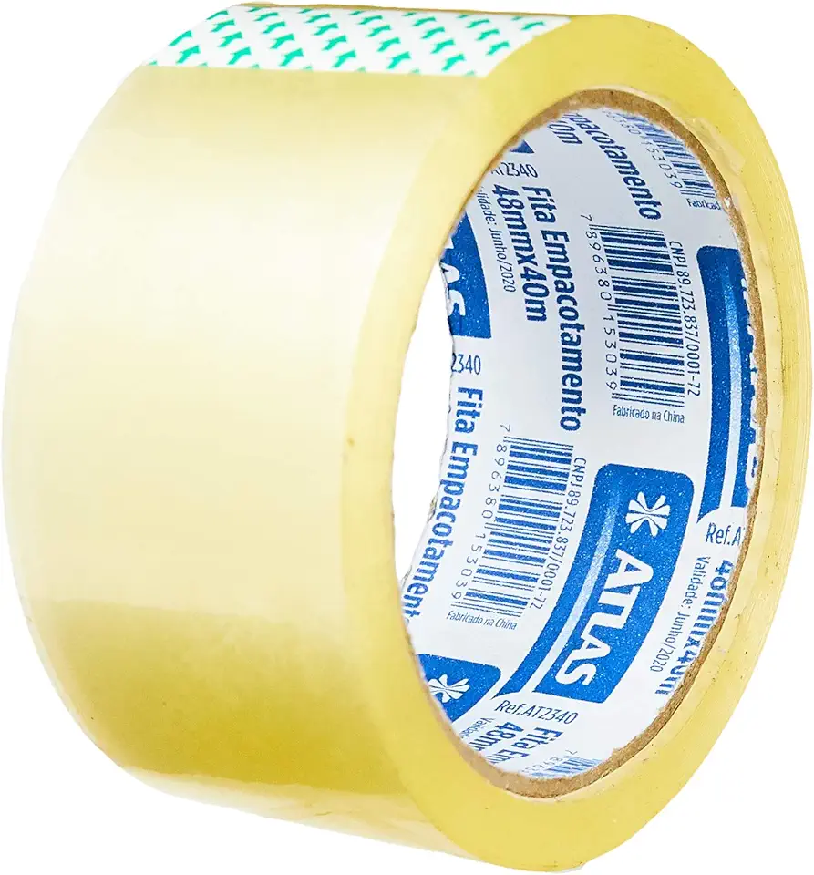 Atlas - Fita Adesiva Plástica Transparente para Empacotamento, Rolo de 48mm x 40m.