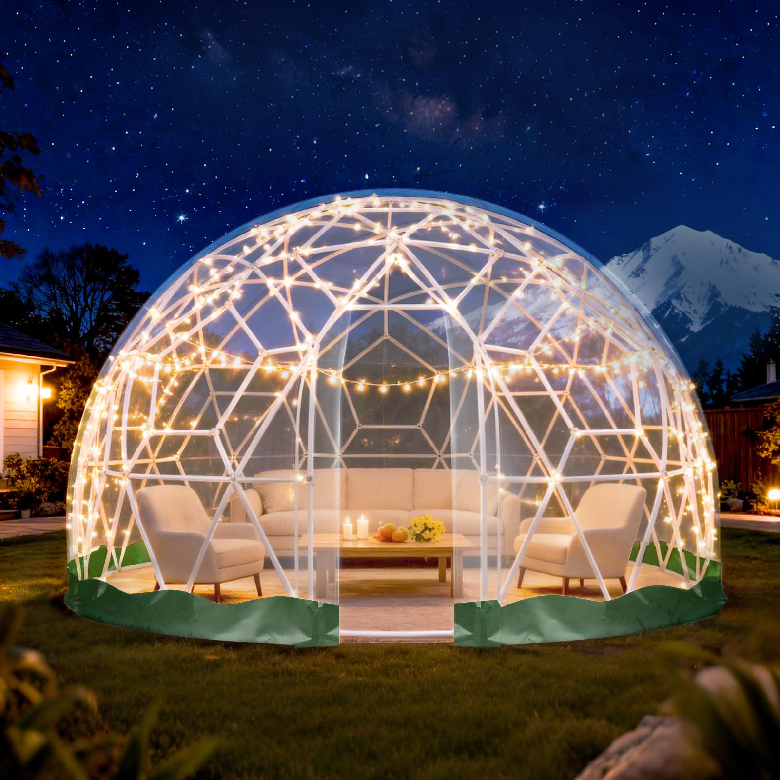 Garden Dome Tent with Clear Cover, Waterproof, Lights (Zumic)