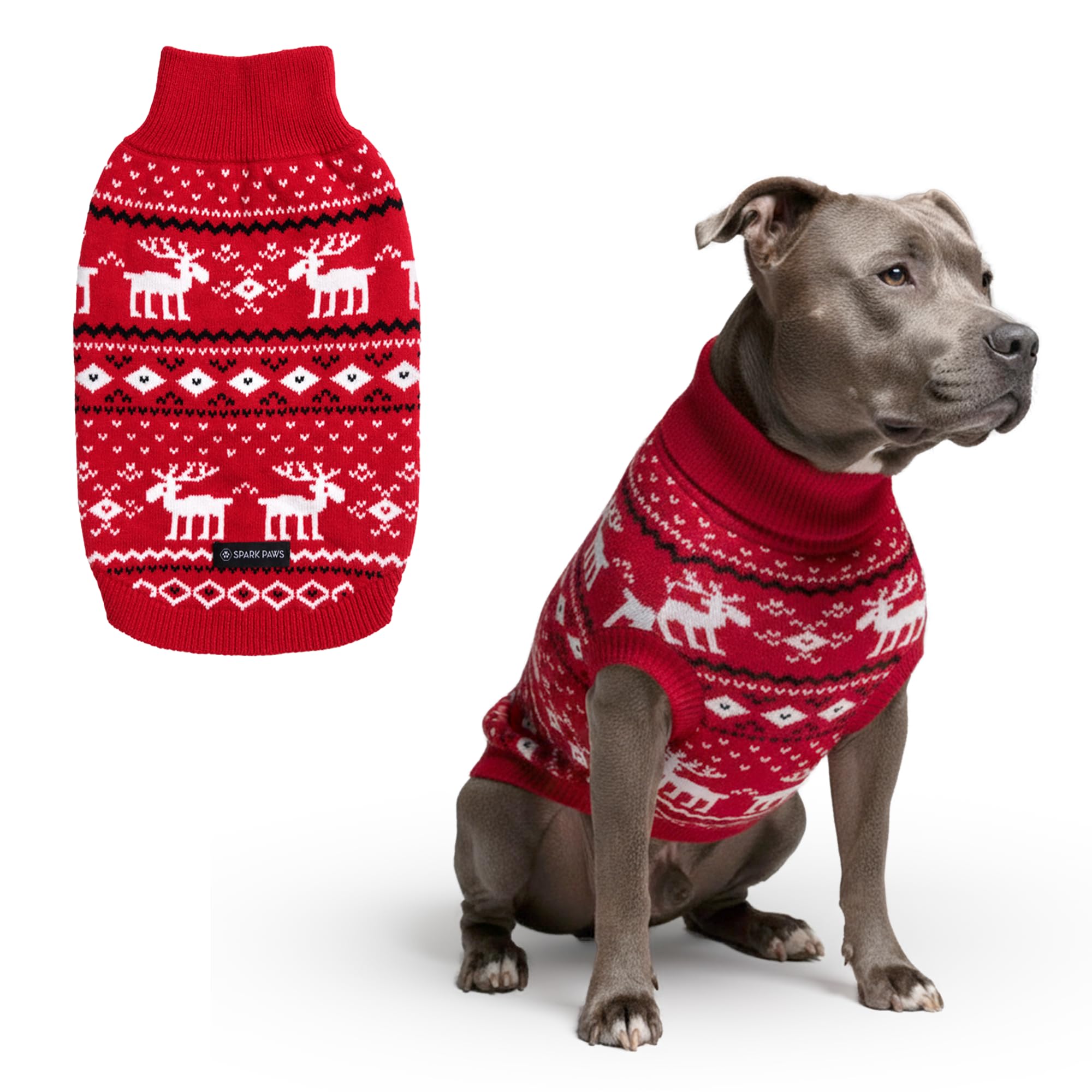 Spark Paws Christmas Knit Dog Sweater - Winter Dog Clothes, Small Med Large