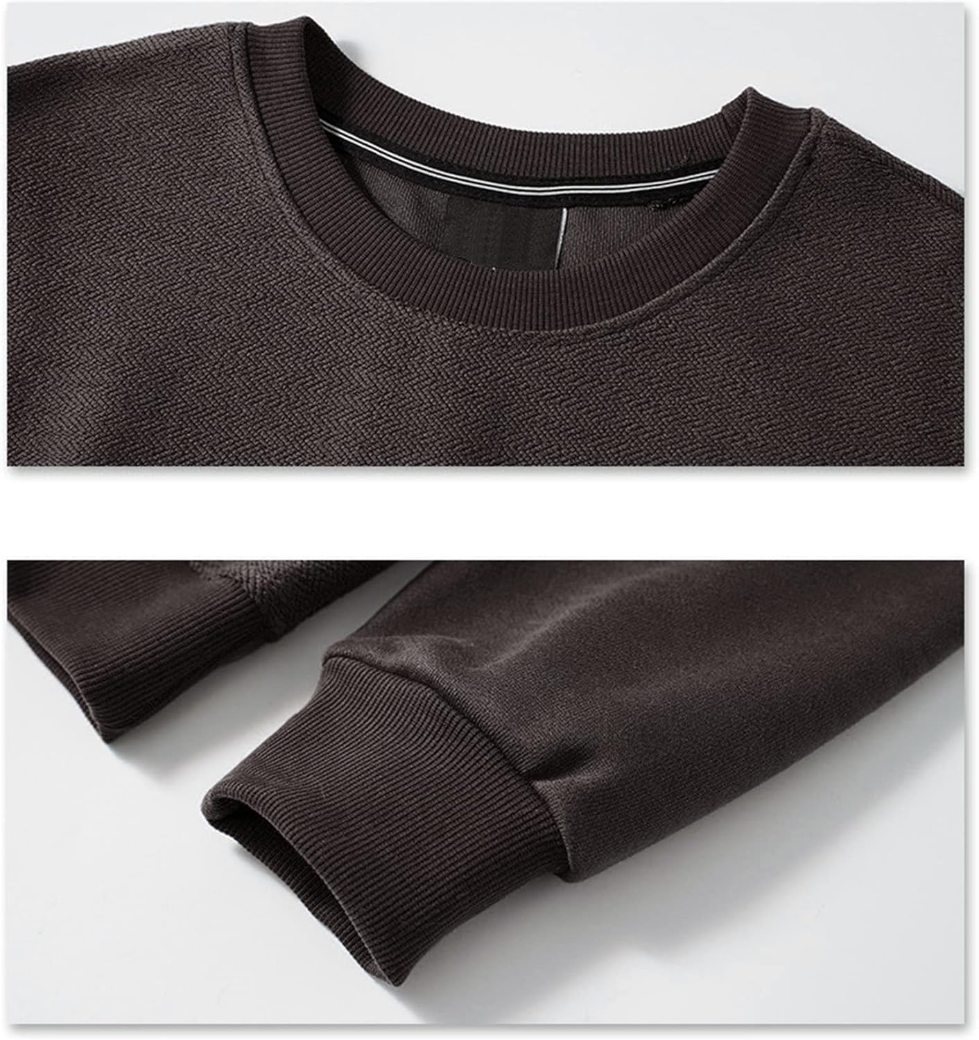 Men's Loose Fit Heavy Cotton Crewneck Sweatshirt Training Fleece Pullover Shirts Casual Ribbed Trim Long Sleeve T-Shirt (Brown,4X-Large) : Beauty & Personal Care