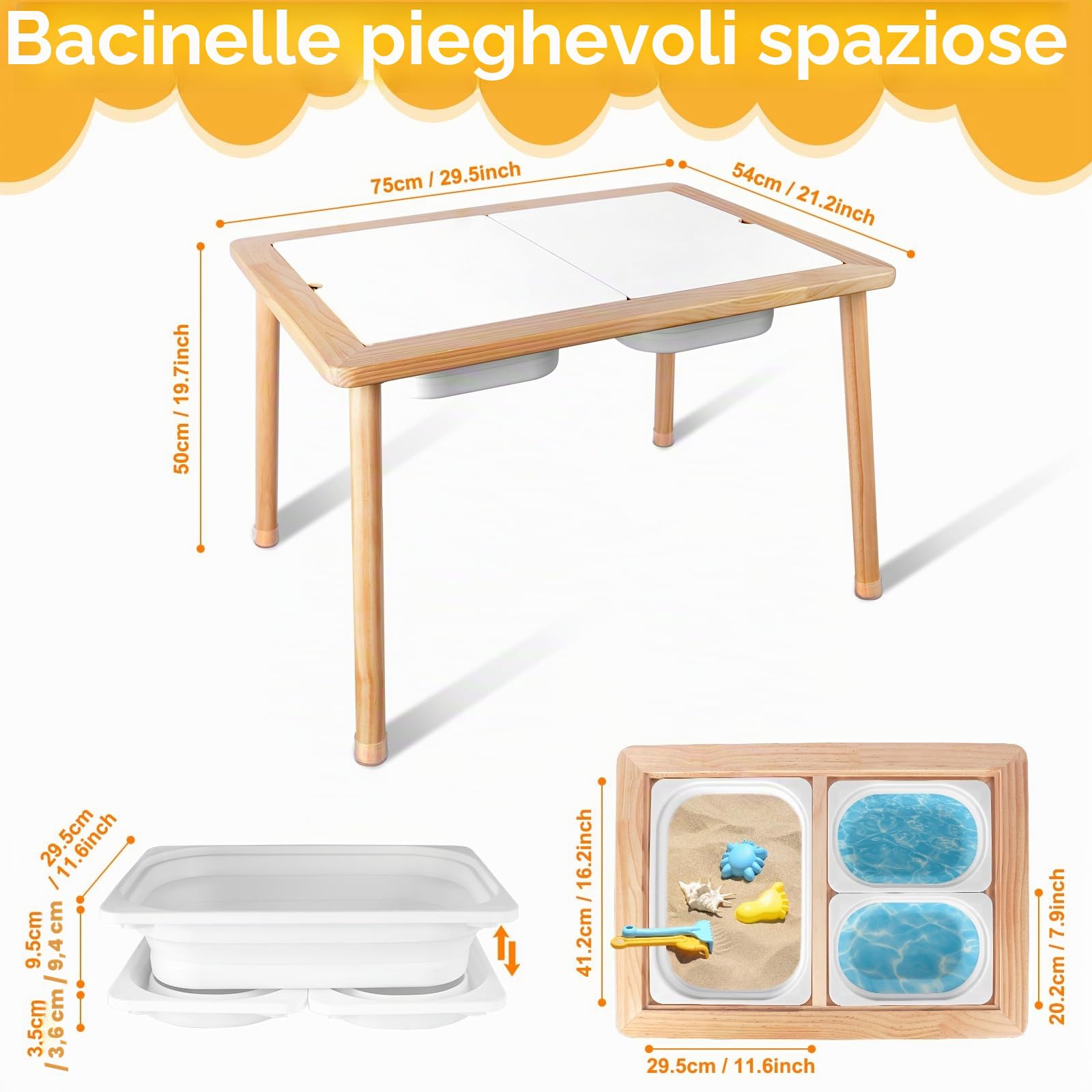 Terramus Tavolo sensoriale per bambino, tavolo da gioco d'acqua e attività dai 3 anni in su