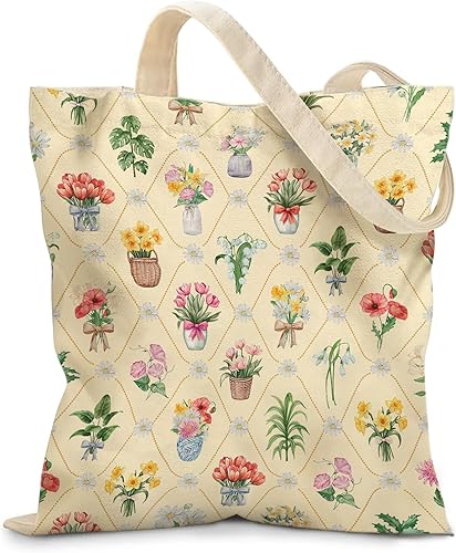 Miniatura 17 de Bolsa de lona estética para mujer, con cierre magnético a presión y bolsillo interior con cremallera, bolsa reutilizable Chica