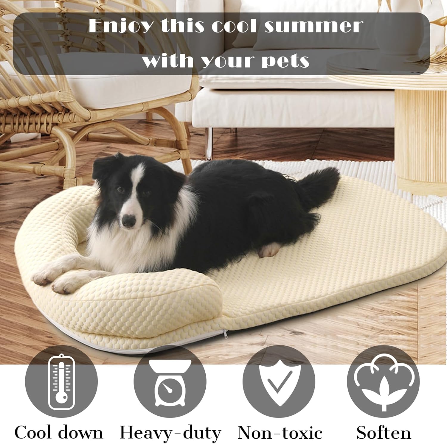 GIBZ Removable Dog Bed with Zipper, Washable Cat Mattress with U Shape Neck Pillow, Breathable Pet Sleeping Mat, Pink, 55x40cm