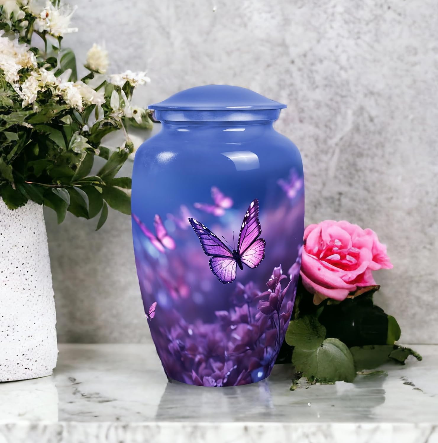 Butterfly Urn - Adult Urns for Human Ashes - Large Urns for Ashes Adult Female & Male - Large Memorial Urn for Loved Ones - Burial Ashes Urn - Butterfly Cremation Urn (Size-10Inch)