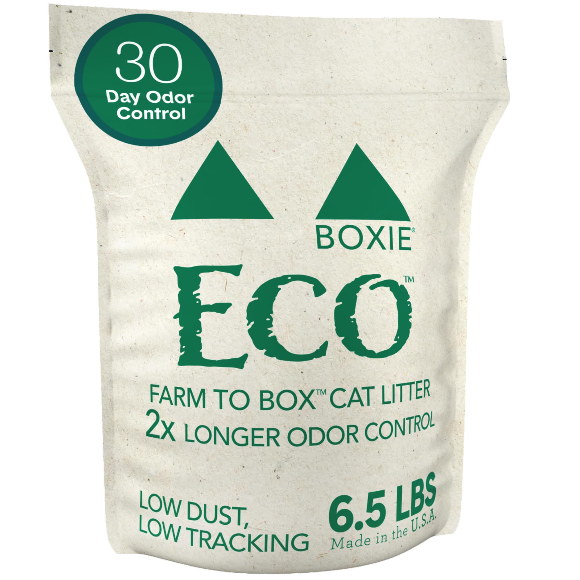 Boxie® Eco™ Farm to Box Sustainable 30 Day Odor Control Clumping Cat Litter, 6.5lb Boxiecat 99.9% Dust Free Plant-Based Kitty Litter