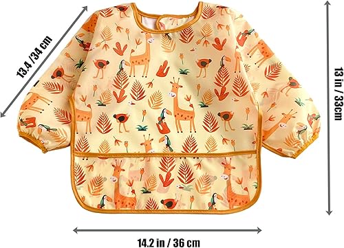 Miniatura 2 de PandaEar Paquete de 3 baberos de manga larga Babero impermeable de manga completa para bebés de 6 a 36 meses