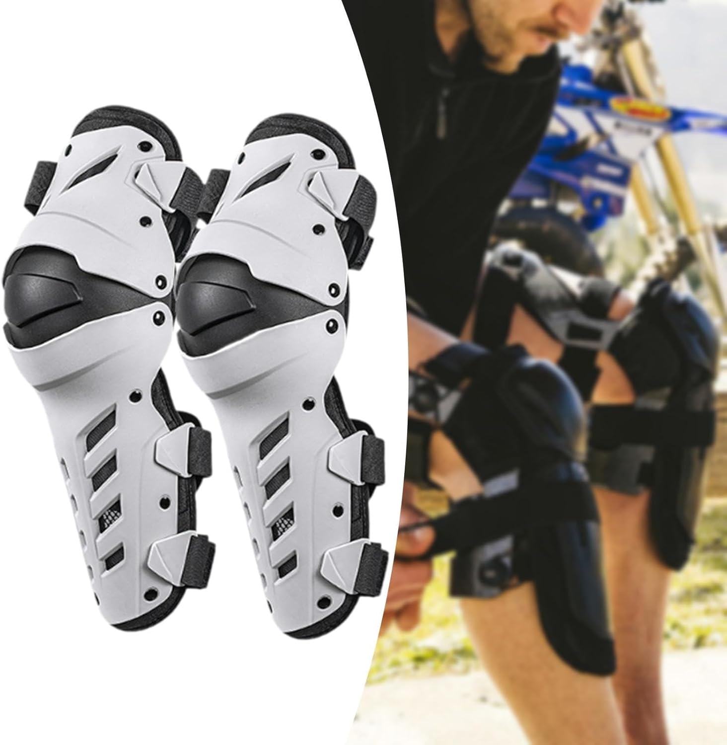 Advanced Motorcycle Knee Pads for Men - Cyclist Protection, White