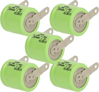 vhbw 5X Batería reemplaza 1/3AA para modelismo (250mAh, 1,2V, NiMH, Verde, con Terminal Soldadura (U))