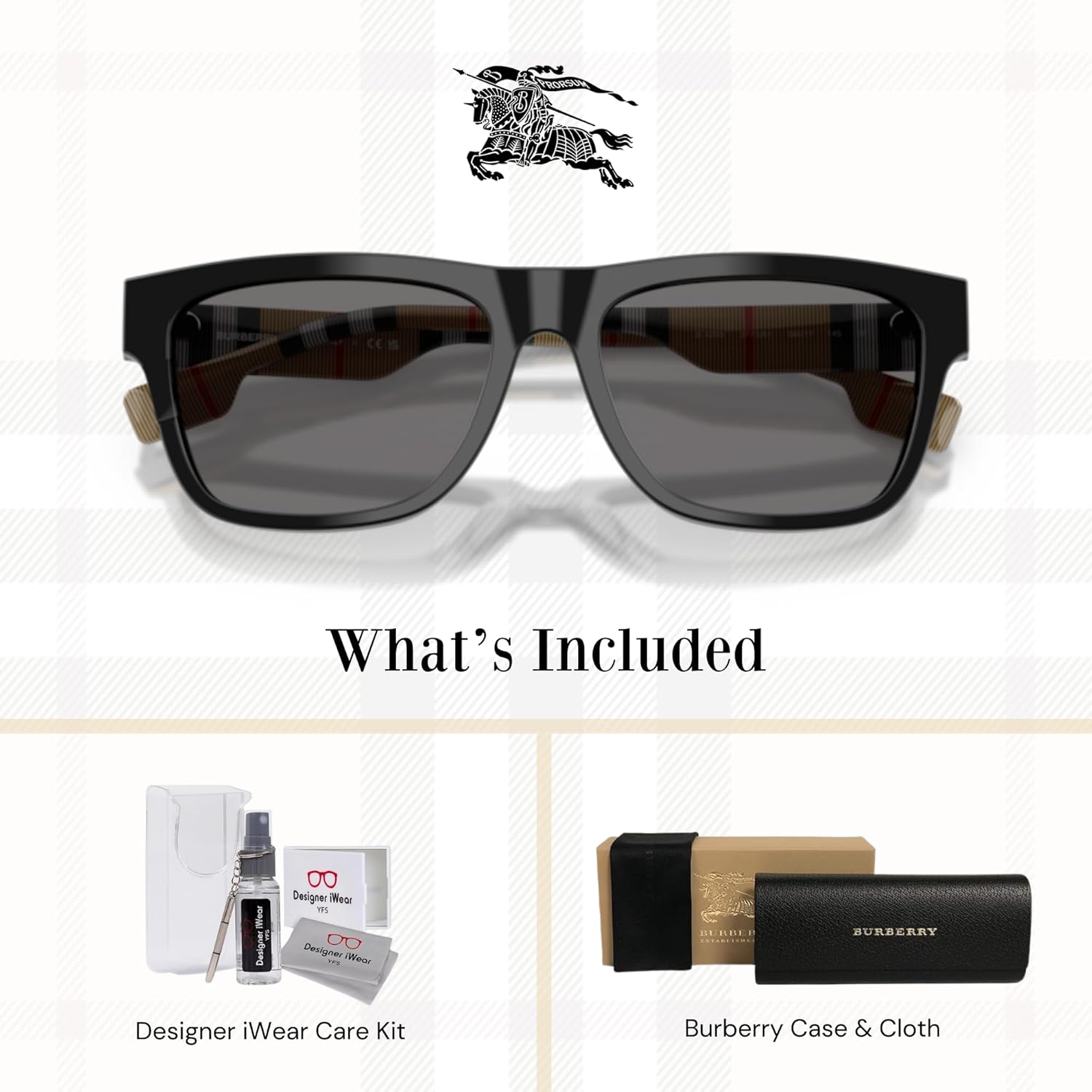 BURBERRY BE4293 Square Sunglasses For Men+FREE Complimentary Eyewear Care Kit - Image 2