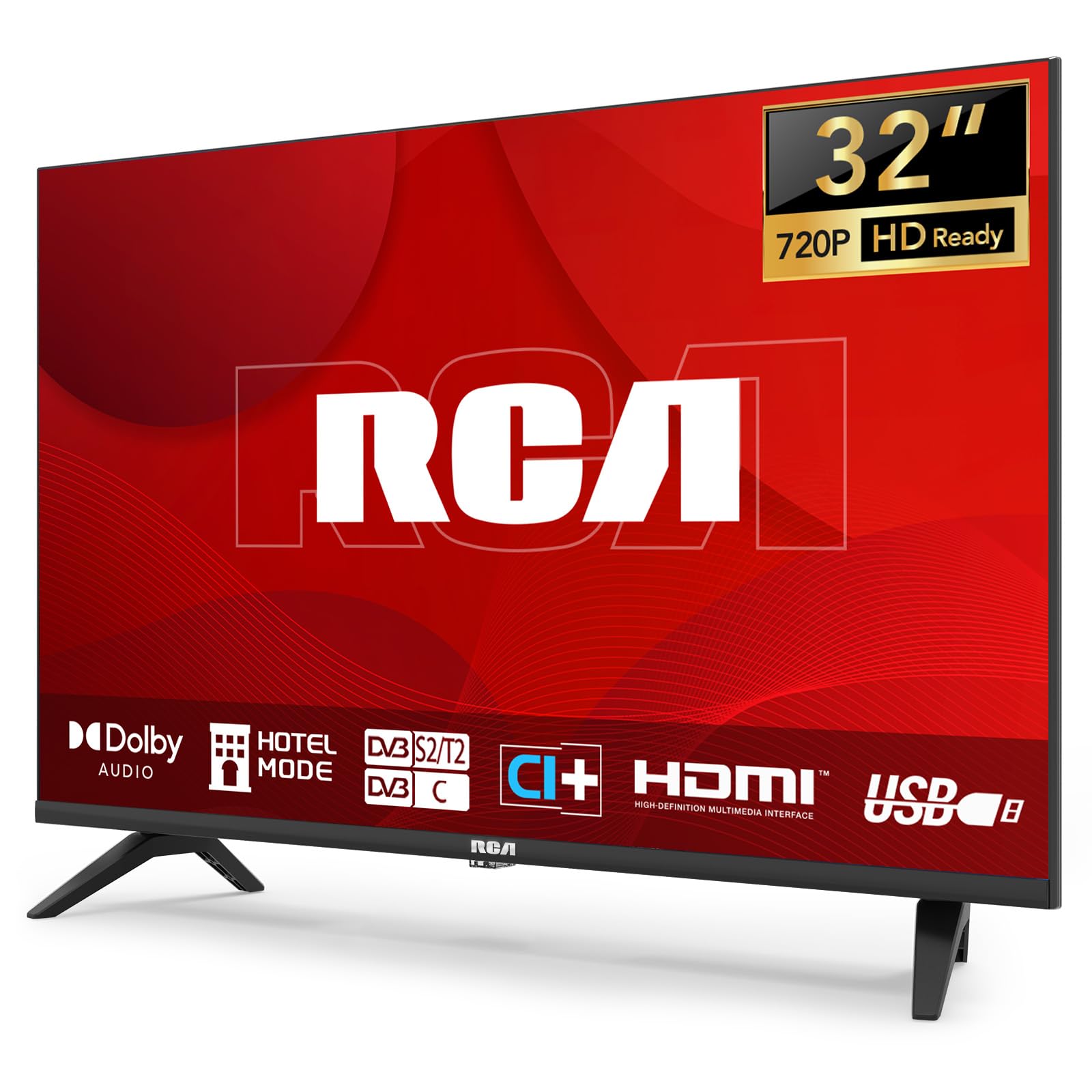 RCA 32-inch (80cm) Edge-less LED HD TVs with Triple Tuner (DVB-T/T2-C-S/S2), HDMI, CI+, USB Media Player, Hotel Mode, Dolby Audio (NRB32HQ1, 2024)