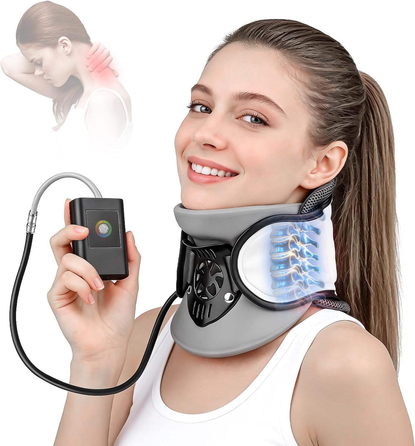 Neck Traction Device - Adjustable Inflatable Neck Stretcher,Lightweight Neck Support Brace for Cervical Spine Decompression,Pain Relief Neck Decompression Tension Relief FSA or HSA Eligible
