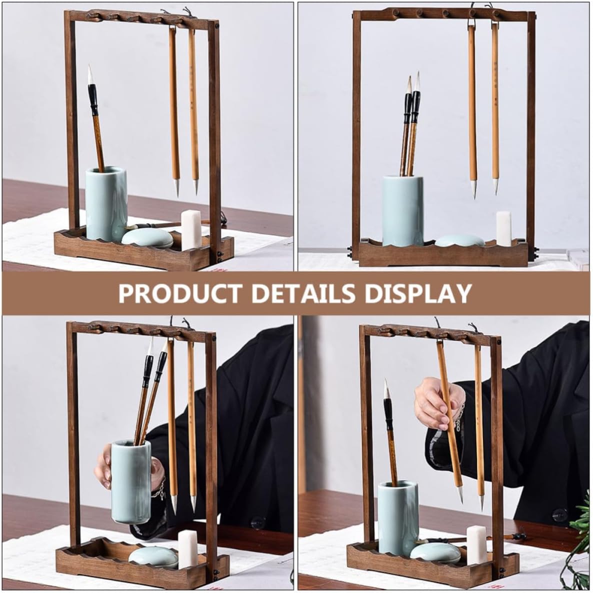 Ink Brush Stand for Students 10 Hanging Vintage Desktop Holder