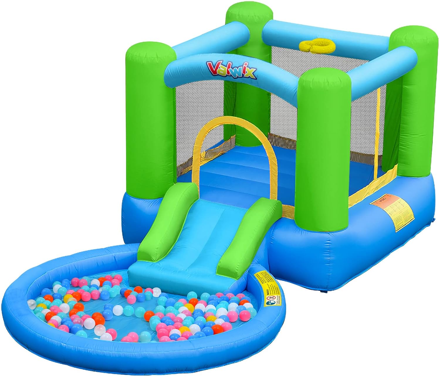 Valwix Inflatable Bounce House with Blower, Bouncy Castle w/Waterslide & Pool for Wet Dry Combo