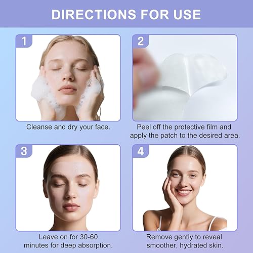 Miniatura 4 de Parches antiarrugas para líneas de frente y sonrisa, almohadillas faciales antiarrugas durante la noche con ácido hialurónico, niacinamida y