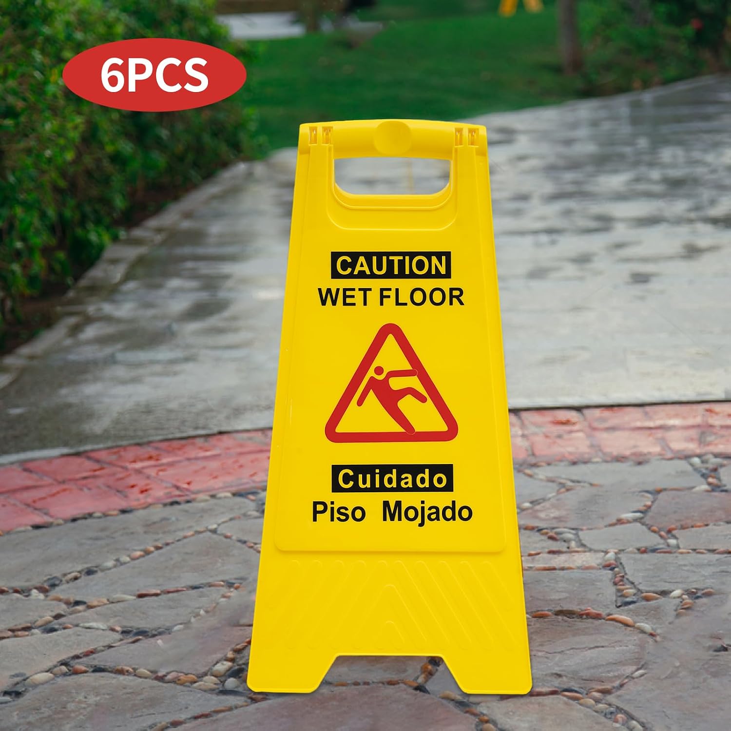 Bilingual Warning Signs, PP Safety Signs, Compliant Workplace Safety Signs for Construction, Warehouse, Factory(6PCS)