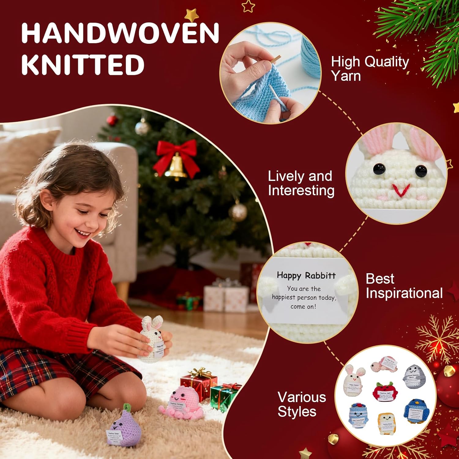 Advent Calendar 2025, 24 Days Positive Crochet Animals Christmas Countdown Calender with Positive Card, Handmade Emotional Support Croceht Toys for Adults, Kids, Teens