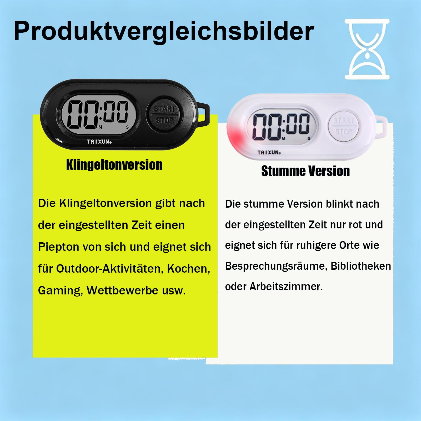 Mini Countdown Time Timer - Klingeltonversion Timer Kinder mit Schlüsselanhänger, Eieruhr Digital, Küchenuhr, Sportliche Stop Watch Schlüsselanhänger, Digitale Zeitschaltuhr für Kochen,Studieren,Übung