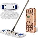 Eyliden Dust Mop with Reusable Washable Pads - One Touch Replacement, Height Adjustable Handle, Total 2 Mop Cloths, Wet Dry Mops for Floor Cleaning, Hardwood, Laminate, Tile Floor Push Dust Broom