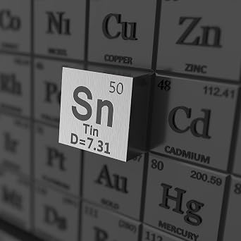 Tin Cube - Metal Element Cubes - Laser Engraved Density Cube set for a Periodic Table of Elements Collection - (Tin, 1 inch)
